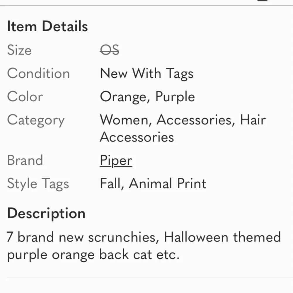 Piper K 7pc Hair Scrunchies Set Halloween fall themed black orange purple more